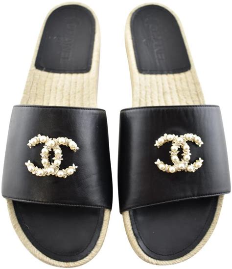 chanel espadrille slides|chanel slides price.